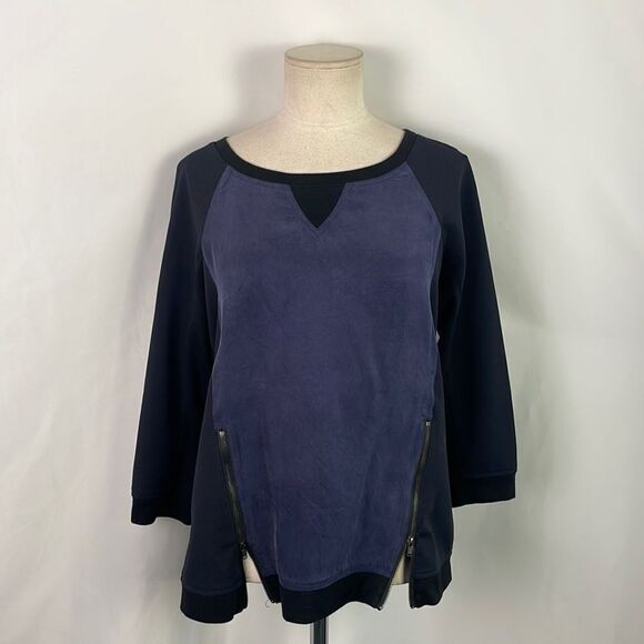 I. Madeline Black Blue With Zip Sweater - Picture 1 of 7